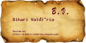 Bihari Valéria névjegykártya